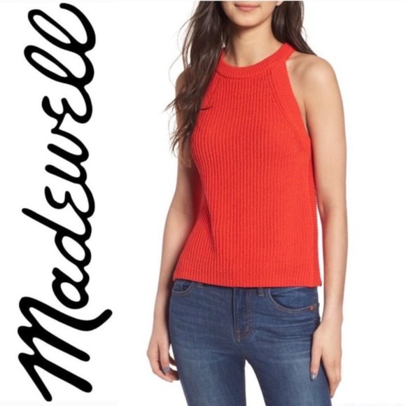 Madewell Tops - Madewell Red Valley Sweater Tank Top